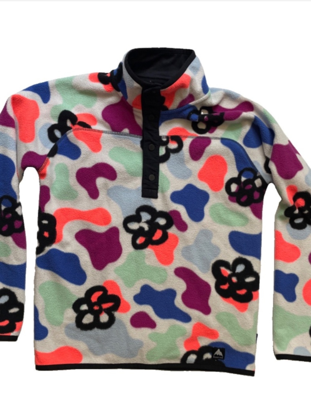 Burton Spark Fleece Sweater T-Snap Floral Abstract Pullover Girls Size MEDIUM M